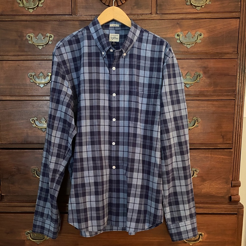 {j.crew} Mens Plaid Slim Fit Button Down
